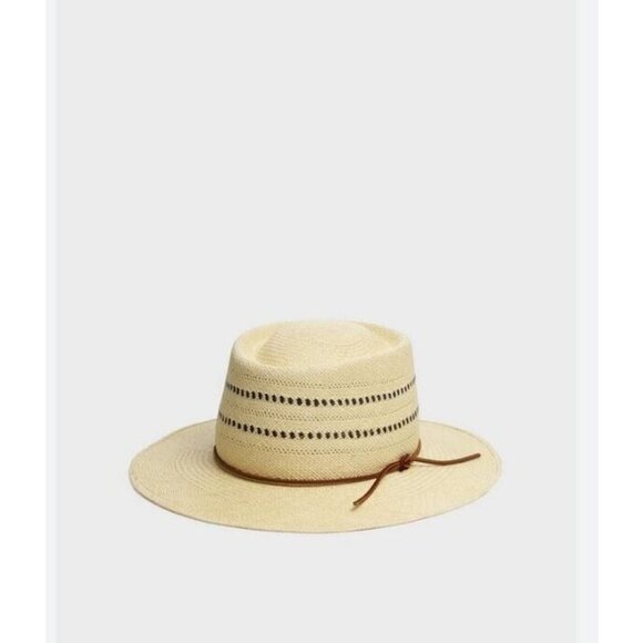 RAG & BONE Cora straw women's boater panama hat -Natural/Tan - SMALL - Picture 2 of 13